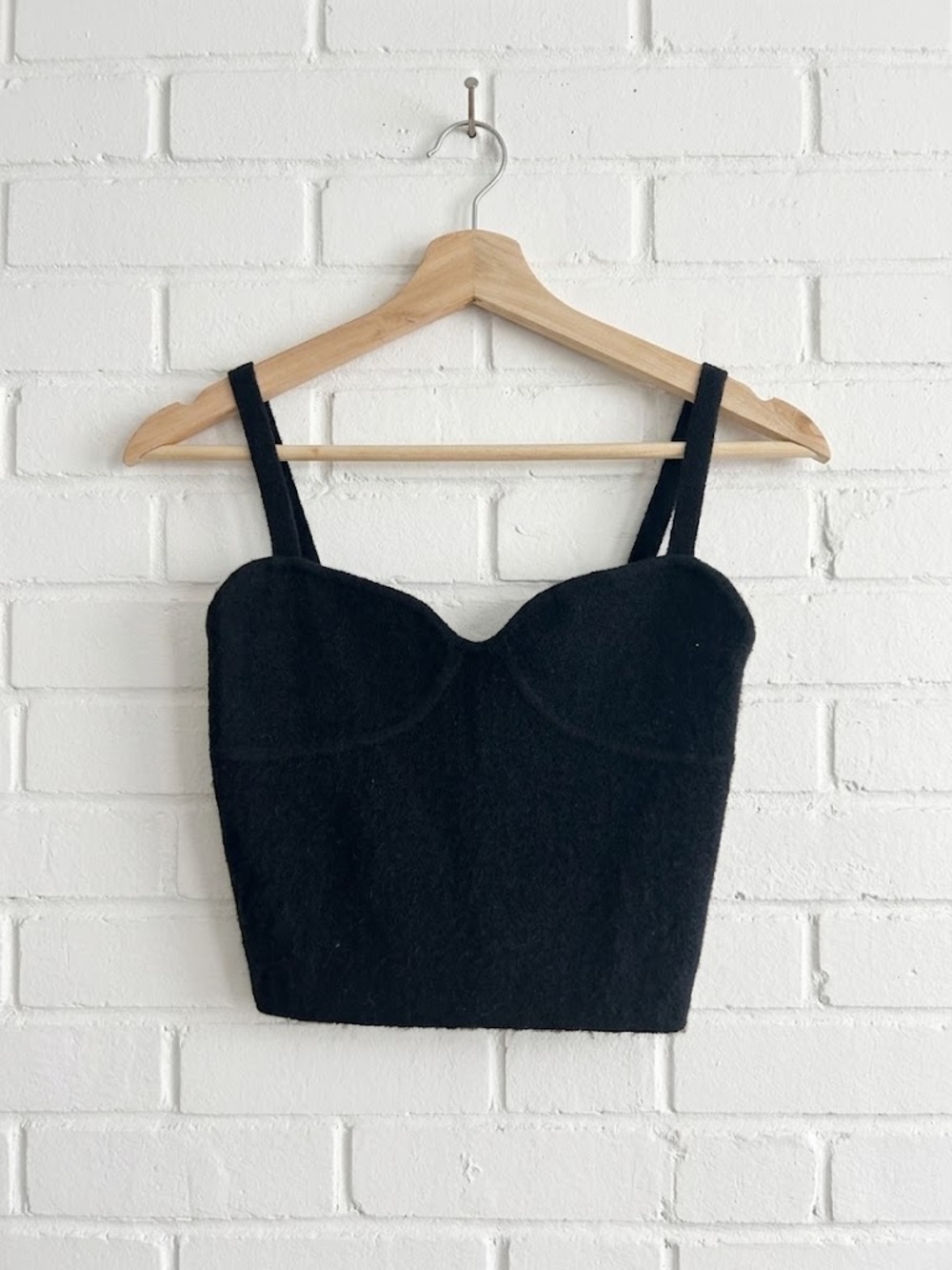 Wilfred Aritzia Sicily Knit Bustier Cami Crop Tank Top Black Size S